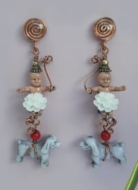 Pooch Drops Earrings. Babies with their Best Canine Buddies Forever and Flowers.