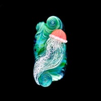 Image 1 of XXXL. Coral Orange Sea Nettle Jellyfish - Lampwork Glass Sculpture Bead