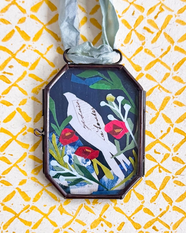 Rose Dove ~ giclée print in locket