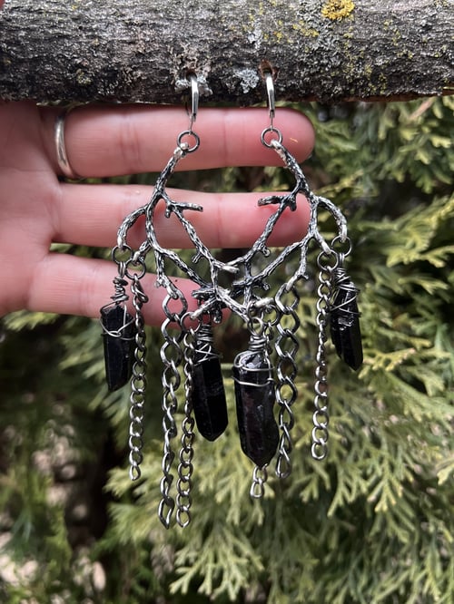 Image of BLACK QUARTZ BRANCH EARRINGS