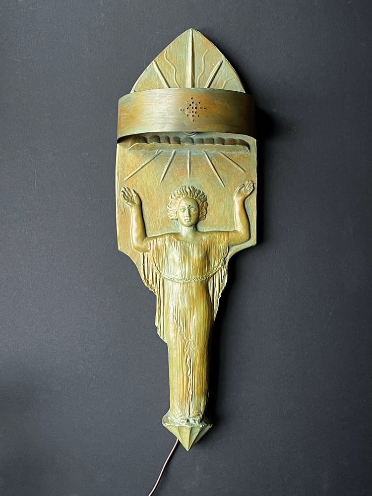 Image of Swedish Grace Wall Light of Plaster & Copper, Early 20th Century