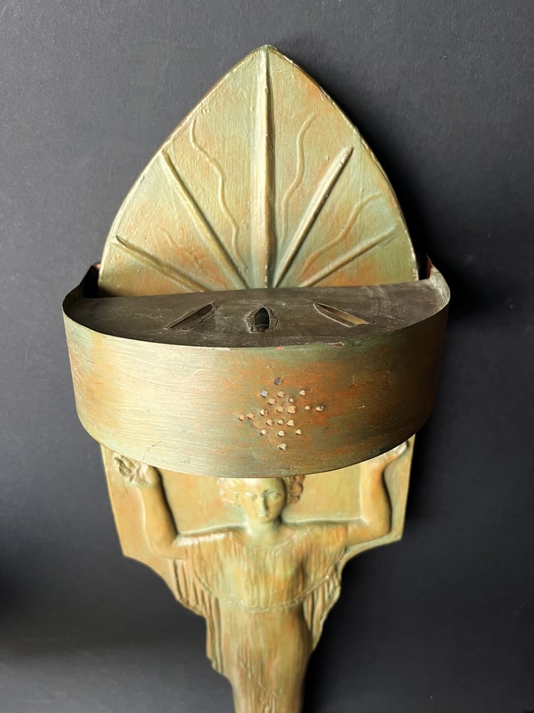 Image of Swedish Grace Wall Light of Plaster & Copper, Early 20th Century