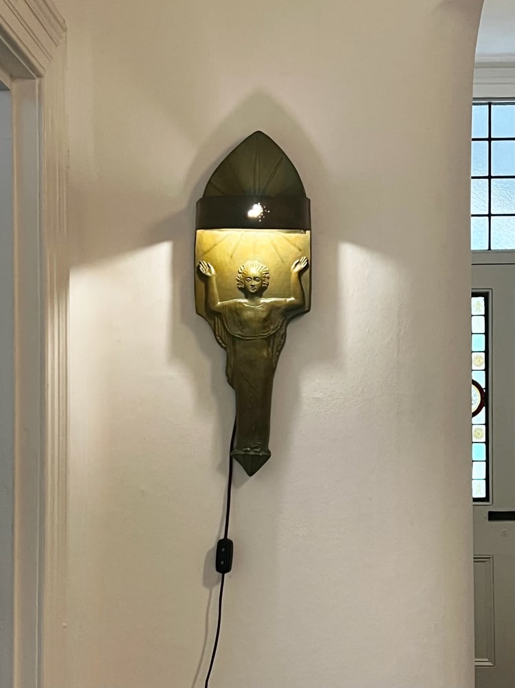 Image of Swedish Grace Wall Light of Plaster & Copper, Early 20th Century