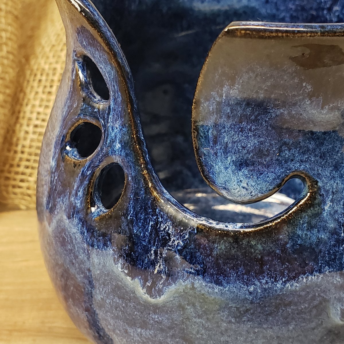 Image of Yarn Bowl/Crafter's Catch-all with Bonsai Snips: Cobalt (Blue)