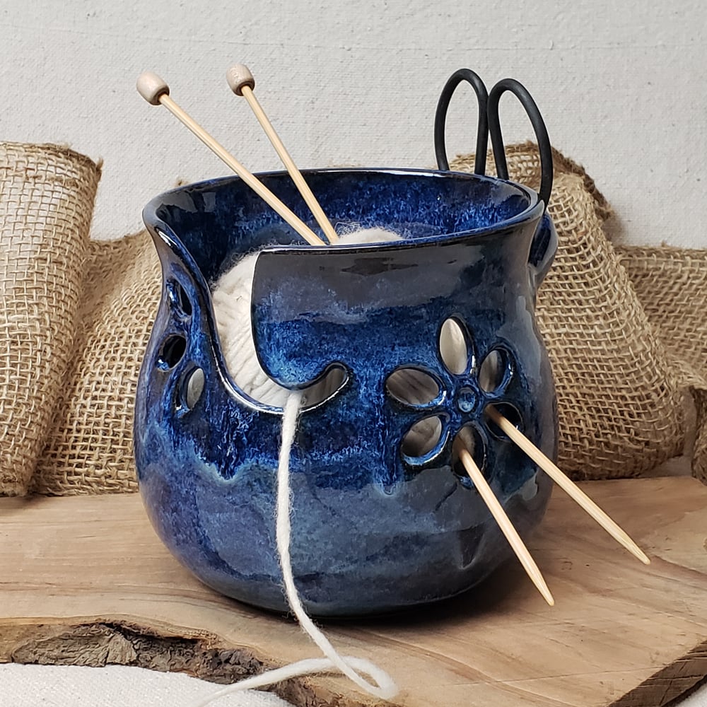 Image of Yarn Bowl/Crafter's Catch-all with Bonsai Snips: Cobalt (Blue)