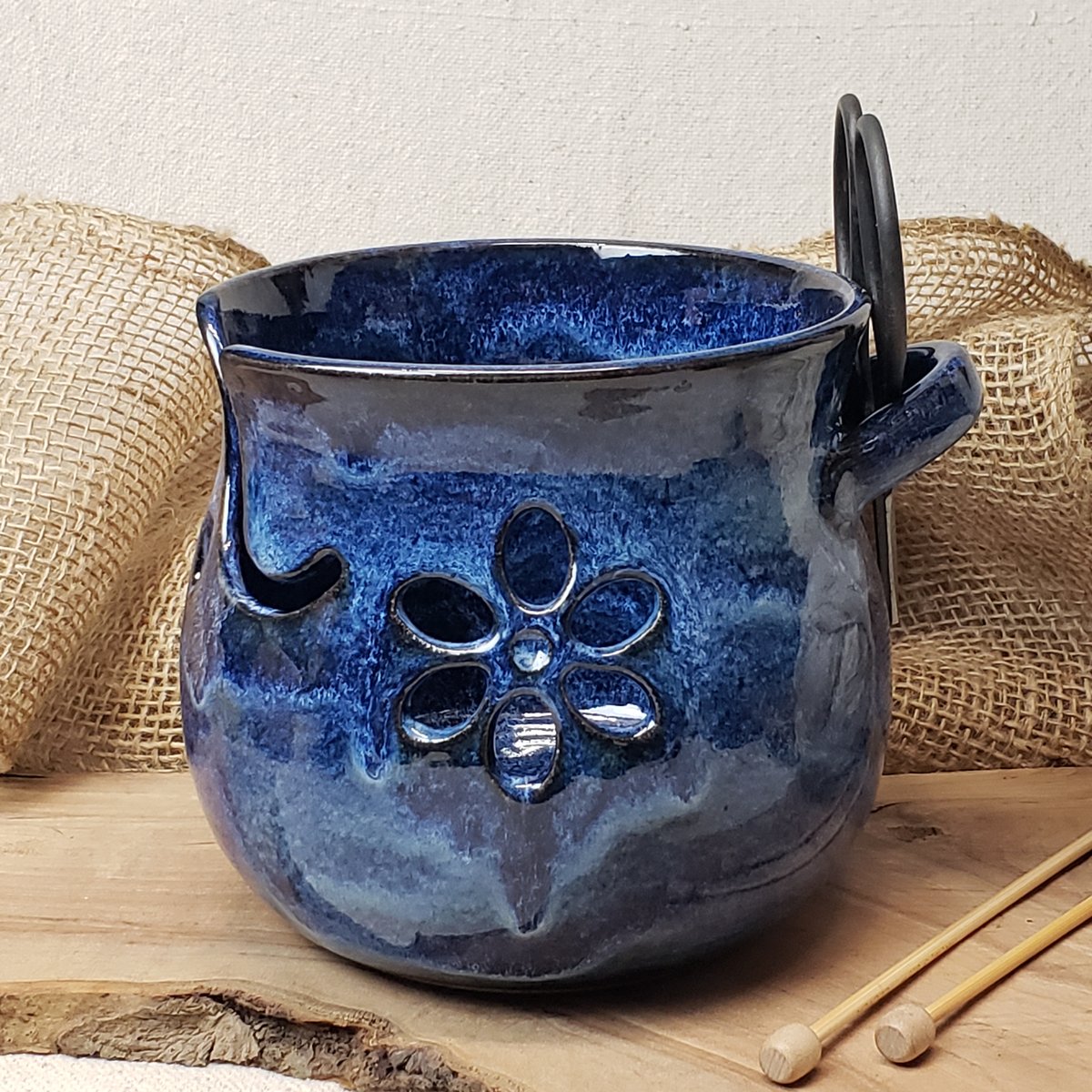 Image of Yarn Bowl/Crafter's Catch-all with Bonsai Snips: Cobalt (Blue)