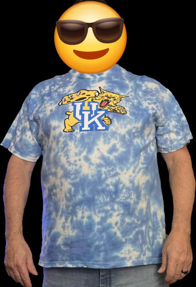 Image of Blue tye dyed UofK shirt Not for sale 