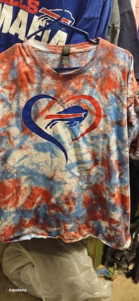 Image 3 of Red and blue tye dyed bills tshirt 