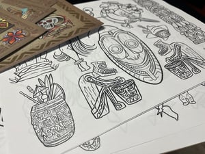 Image of 11”x14” Disney Tiki 6 Sheet Flash (Std Cardstock) Set with line stencil sheets