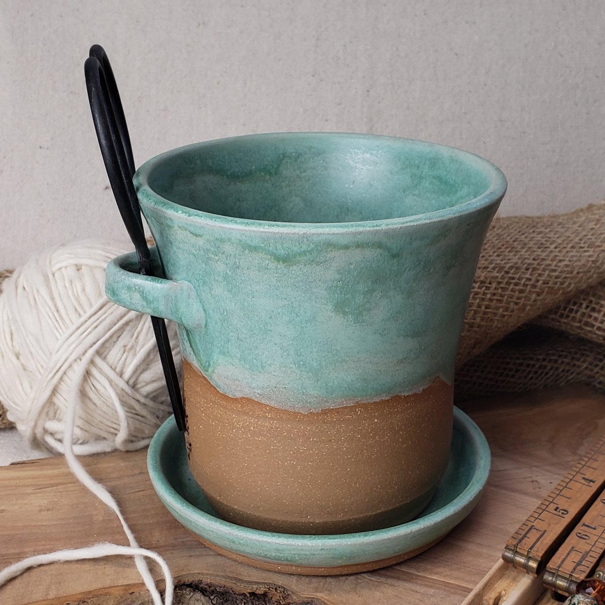 Image of First Long Tom Herb Pot/Crafter's Catch-all: Matte Turquoise