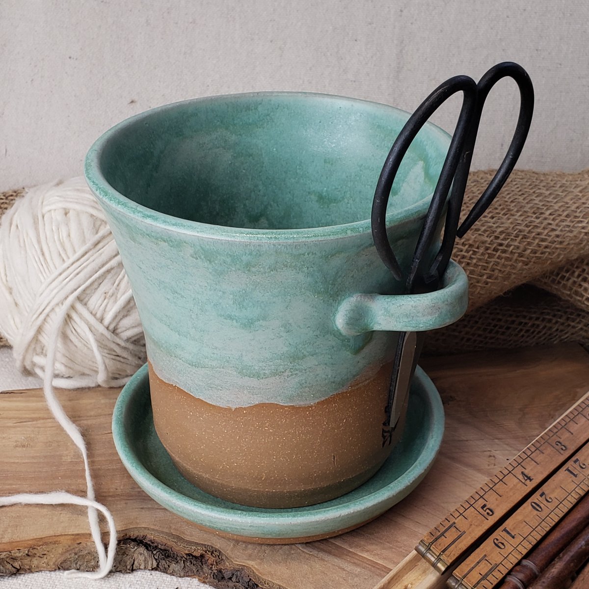 Image of First Long Tom Herb Pot/Crafter's Catch-all: Matte Turquoise