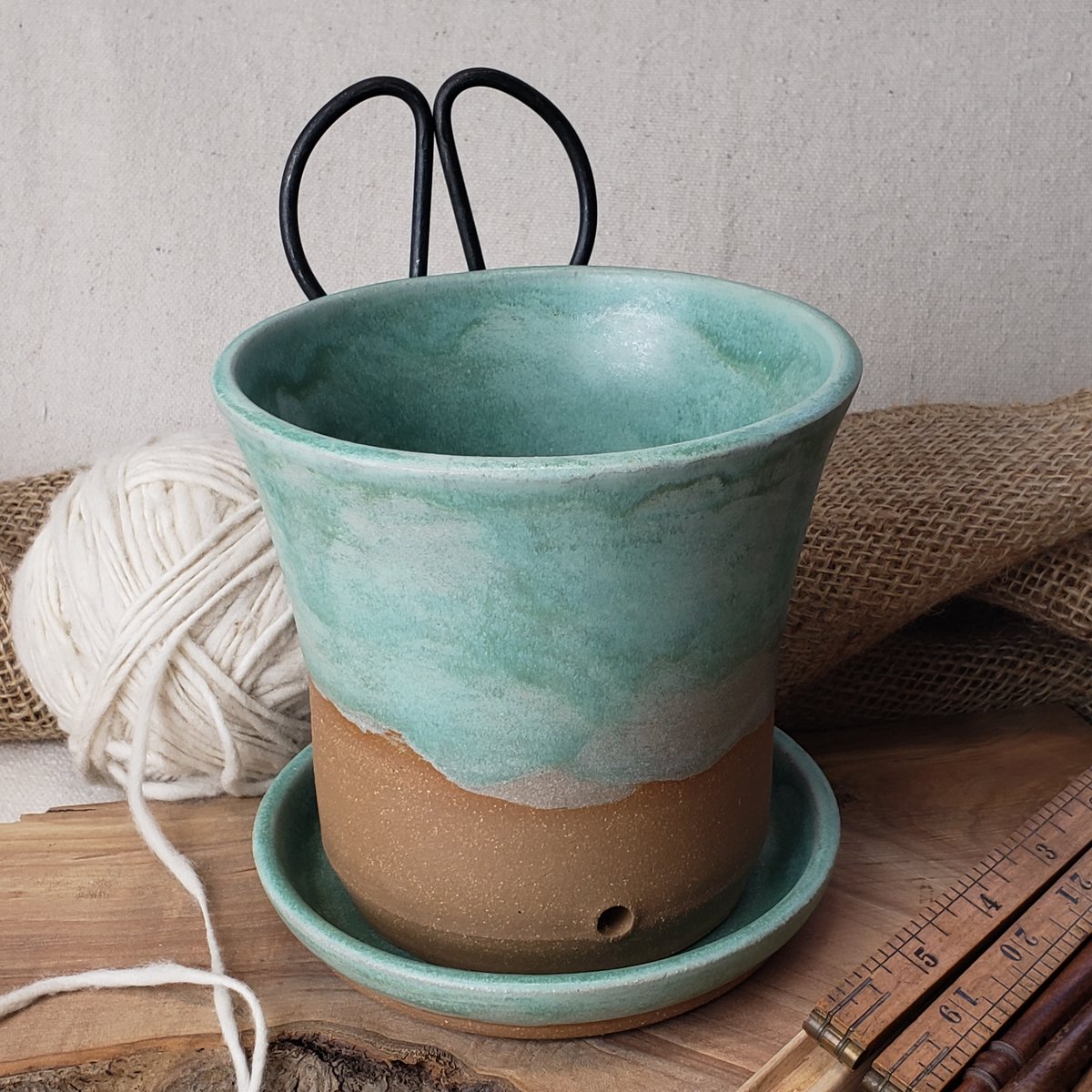 Image of First Long Tom Herb Pot/Crafter's Catch-all: Matte Turquoise