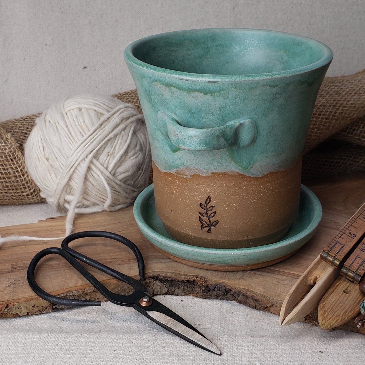 Image of First Long Tom Herb Pot/Crafter's Catch-all: Matte Turquoise