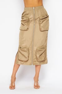 Khaki colored cargo skirt
