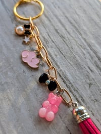 Image 2 of Cute purse charm with gold chain and pink charms 