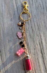 Image 1 of Cute purse charm with gold chain and pink charms 