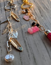 Image 3 of Cute purse charm with gold chain and pink charms 