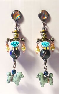 Blue Moon Pooch Drops Earrings. King Cake Babies, Poodles and Pearls.