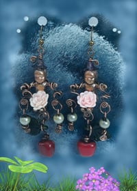 Rose Kids Earrings with Babies, Apples and Roses.