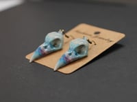 Image 3 of Full color 3d printed Crow Skull earrings 