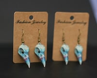 Image 4 of Full color 3d printed Crow Skull earrings 
