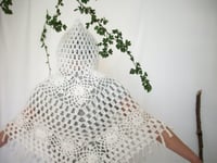 Image 2 of White Crochet Poncho