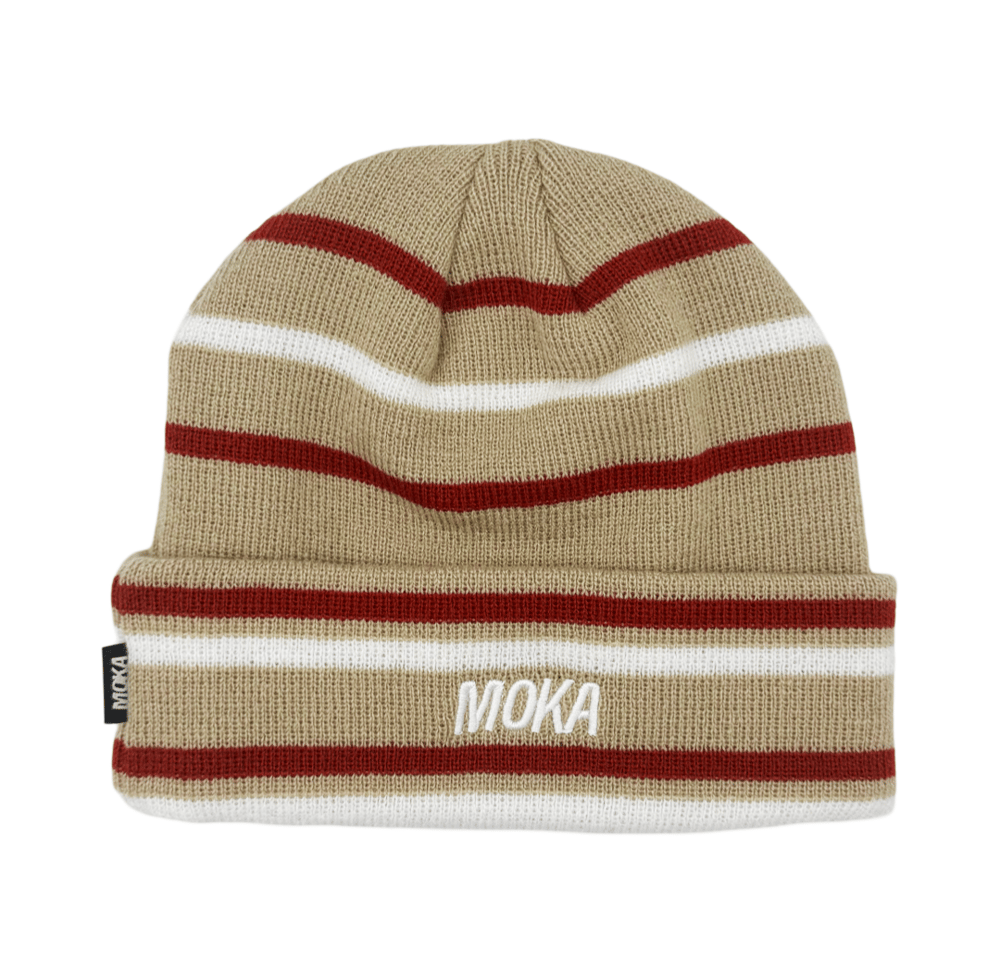Stripes beanie tan 
