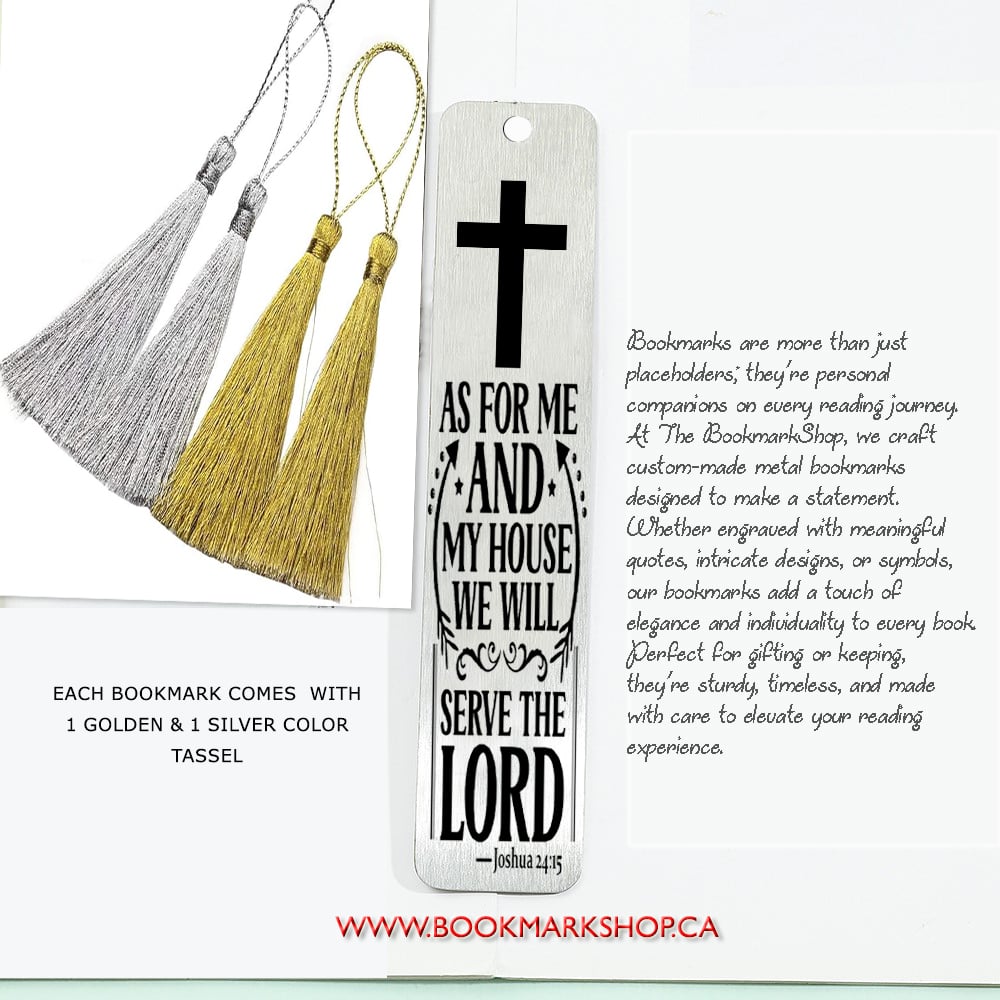 Image of Joshua 24:15 - "As for me and my house, we will serve the Lord." Metal Bookmarks