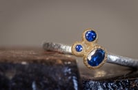 Image 1 of Recycled silver and 9ct gold ring with blue sapphire