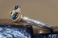 Image 2 of Recycled silver and 9ct gold ring with blue sapphire