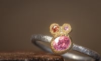 Image 1 of Recycled silver and 9ct ring with pink and peach sapphire