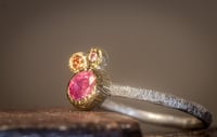 Image 2 of Recycled silver and 9ct ring with pink and peach sapphire