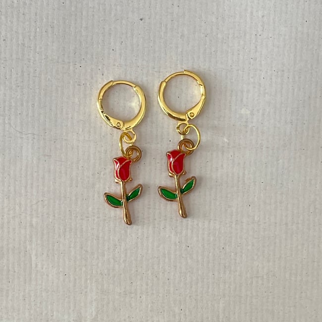 rustic single rose gold huggie hoop earrings