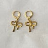 gold bow gold huggie hoop earrings