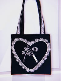 Image 1 of Black & White Heart Totes