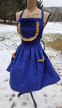 Image 1 of Pure Cotton Cordoroy Pinafore Apron in Blue