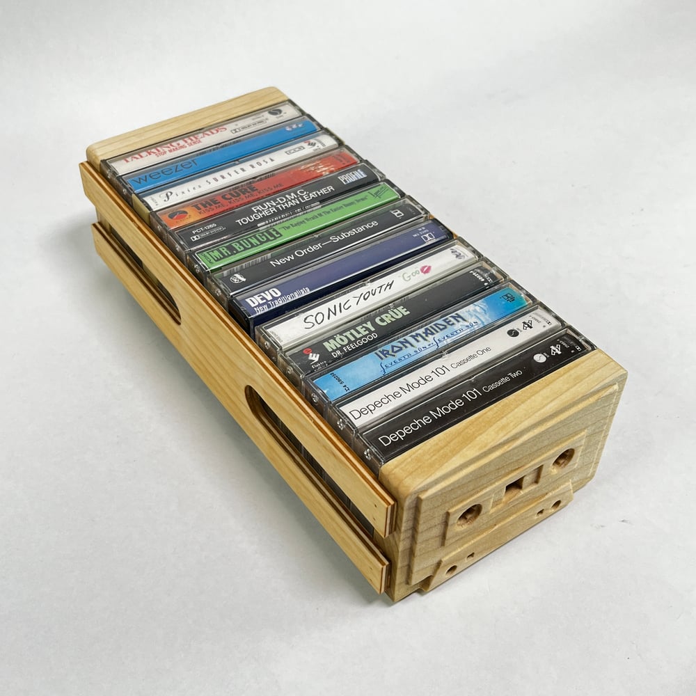 Retro Wood Cassette Tape Crate