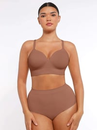 Image 1 of Full Coverage Push up Wireless Convertible Seamless Support Bra - Brown