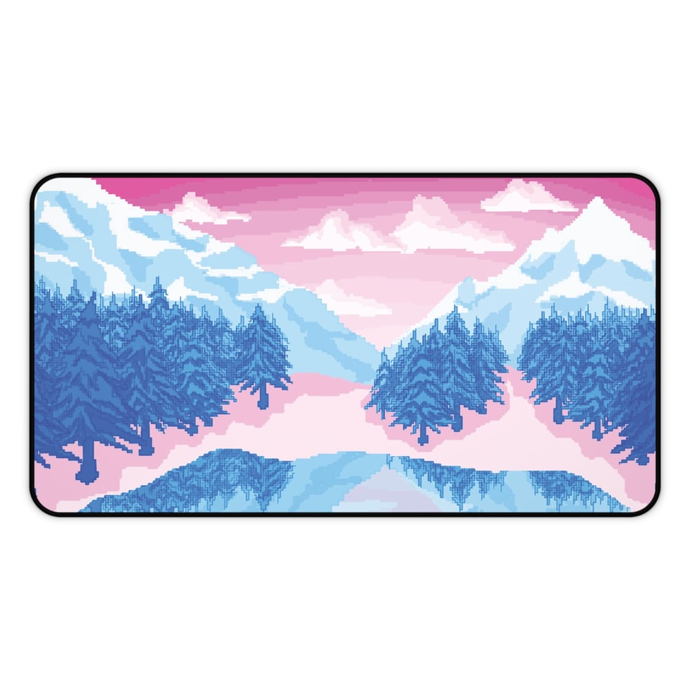 Image of Trans Flag Pixel Landscape Desk Mat (Gaming Mousepad)