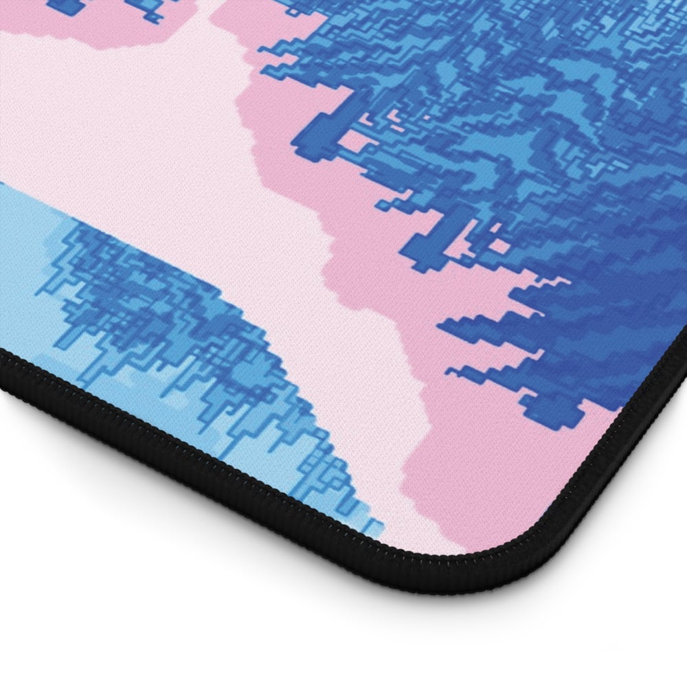 Image of Trans Flag Pixel Landscape Desk Mat (Gaming Mousepad)