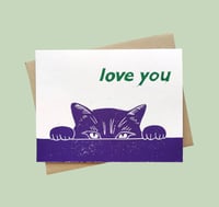 Image 1 of Love You Cat Linocut Card