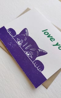 Image 2 of Love You Cat Linocut Card
