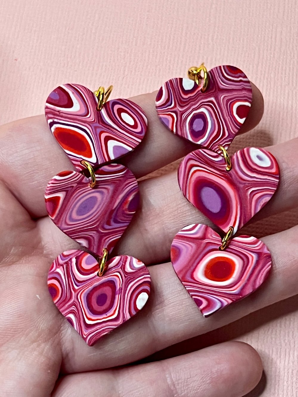 Image of Psychedelic Hearts Earrings