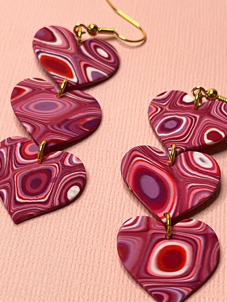 Image of Psychedelic Hearts Earrings