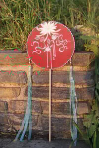 Image 1 of Museum Co-branded Chinese Traditional Handmade Silk Woven Fan - Lotus