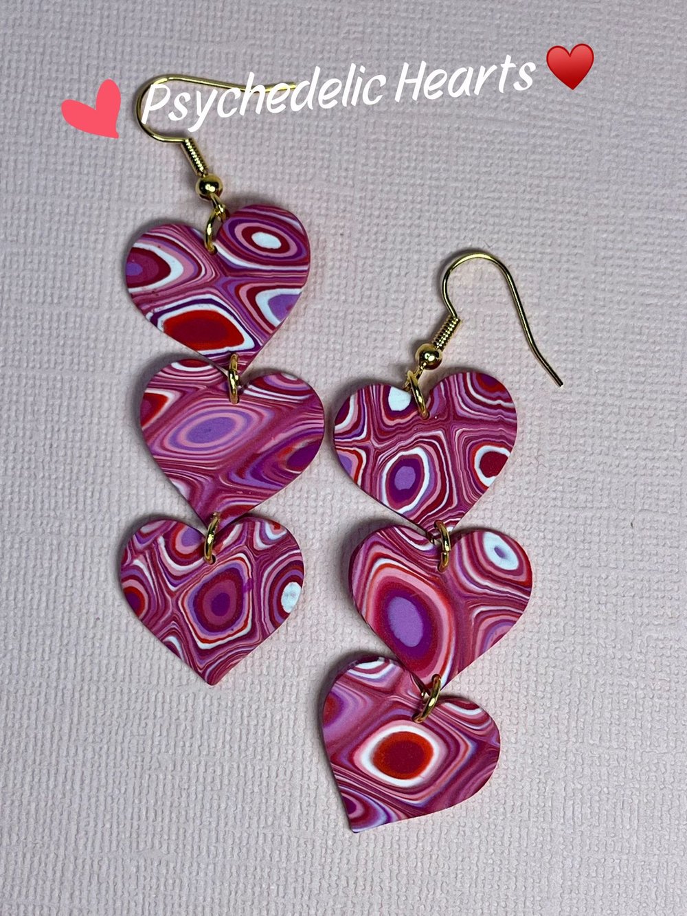 Image of Psychedelic Hearts Earrings