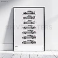 Image 1 of Porsche 911 Turbo Generations Poster SILVER