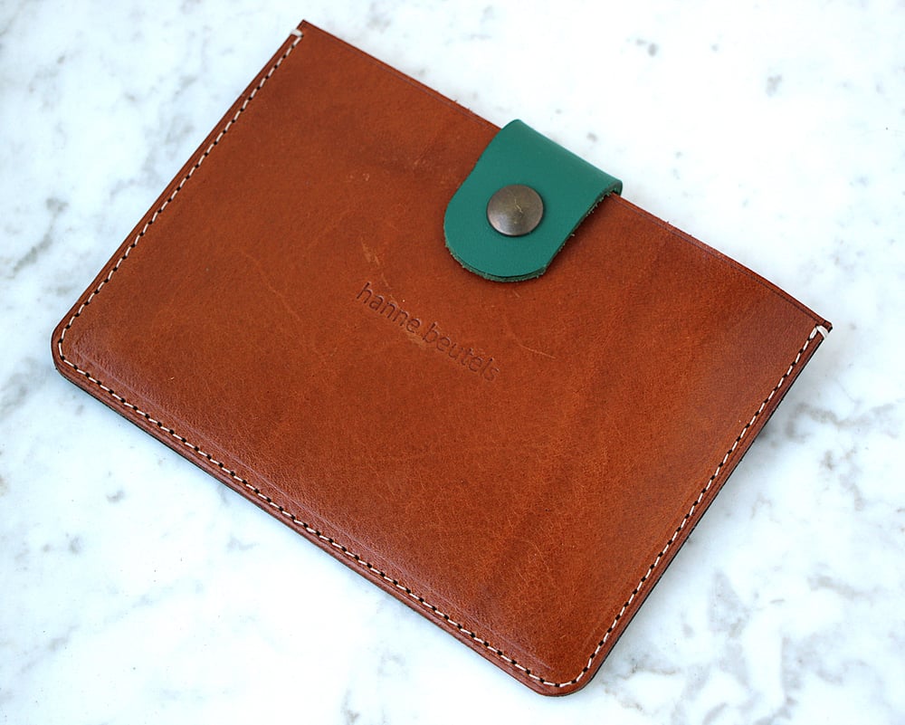 Image of Card holder in cognac and black