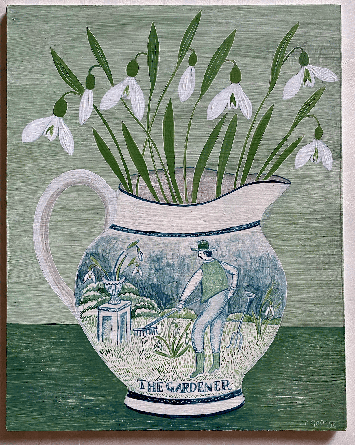 Image of The Gardener Jug and Snowdrops Original Painting