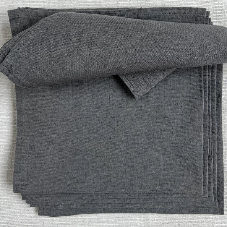 Image of -50% Jeu de 6 serviettes de table en lin Gris béton Ou Granit